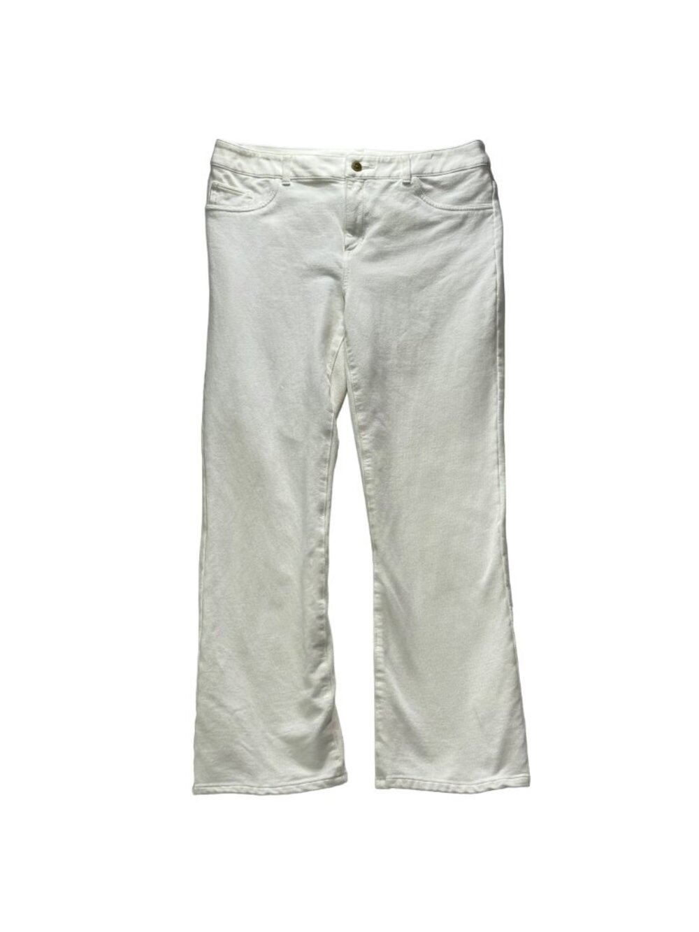 Zenergy By Chicos White Stretch Cotton-Blend Straight-Leg Pants Size 1 US 10/12